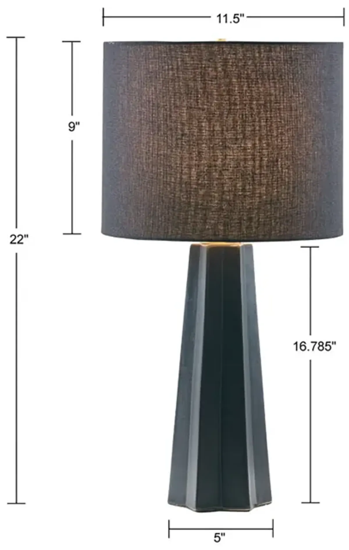 Martha Stewart Athena Black Geometric Ceramic Table Lamp