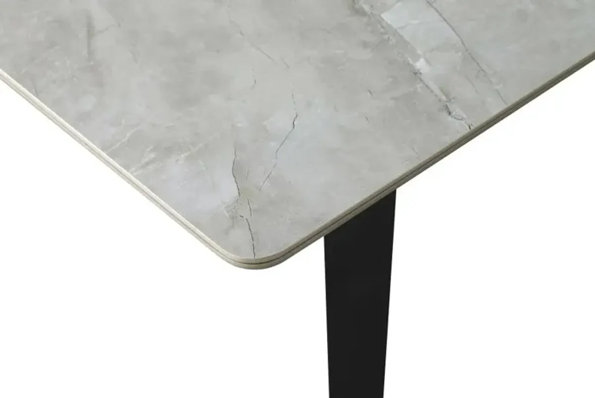 Mina Rectangular Dining Table Grey Ceramic and Sandy Black