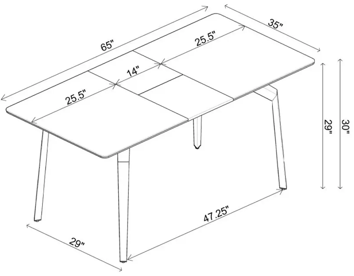 Mina Rectangular Dining Table Grey Ceramic and Sandy Black