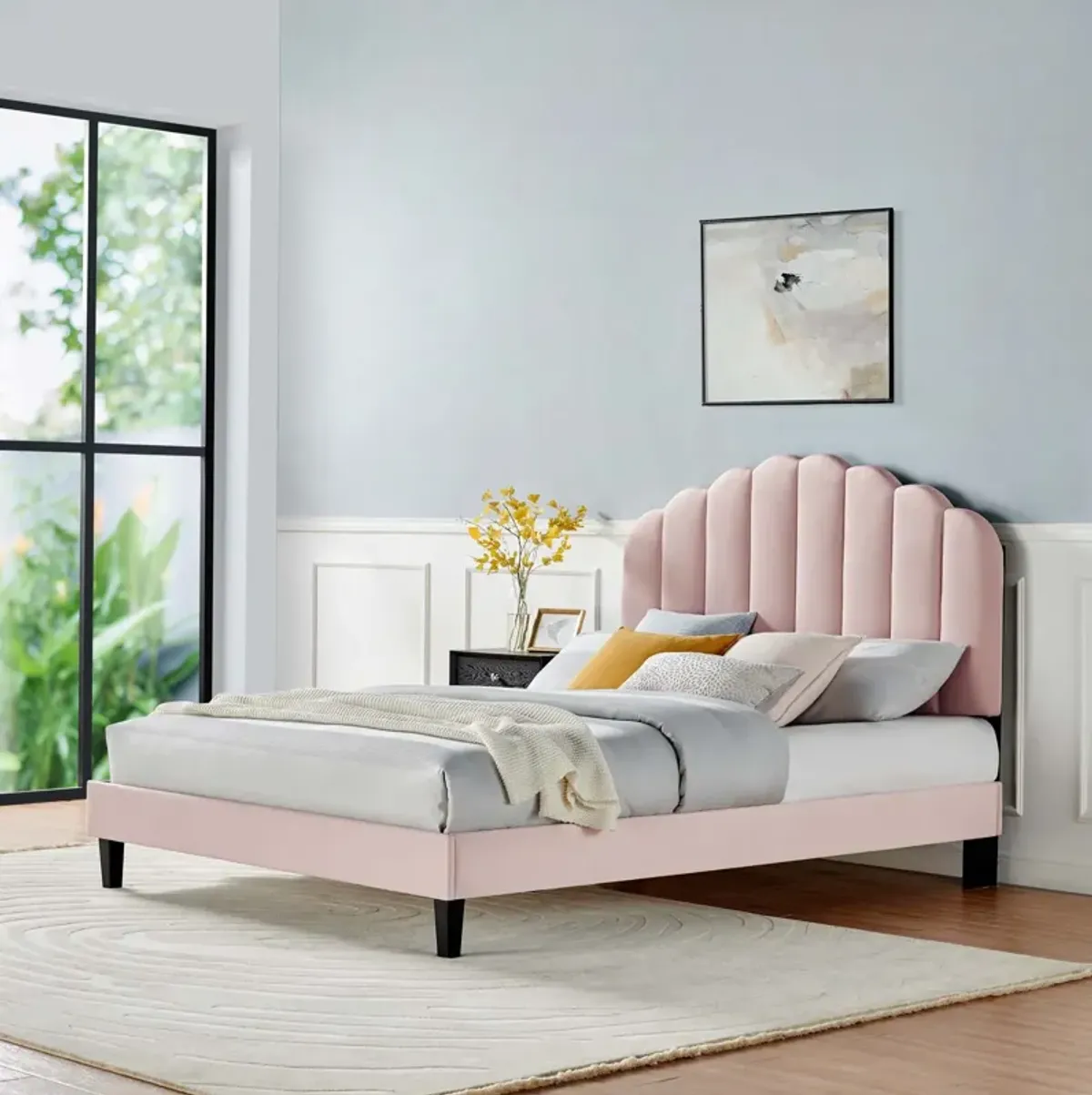 Daisy Performance Velvet Full Platform Bed