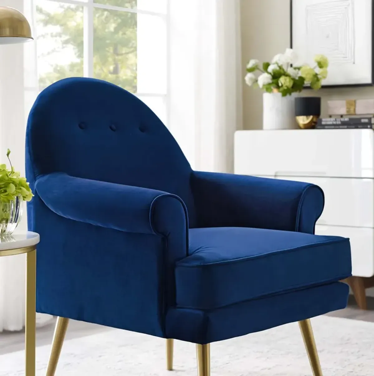 Revive Tufted Button Accent Performance Velvet Armchair