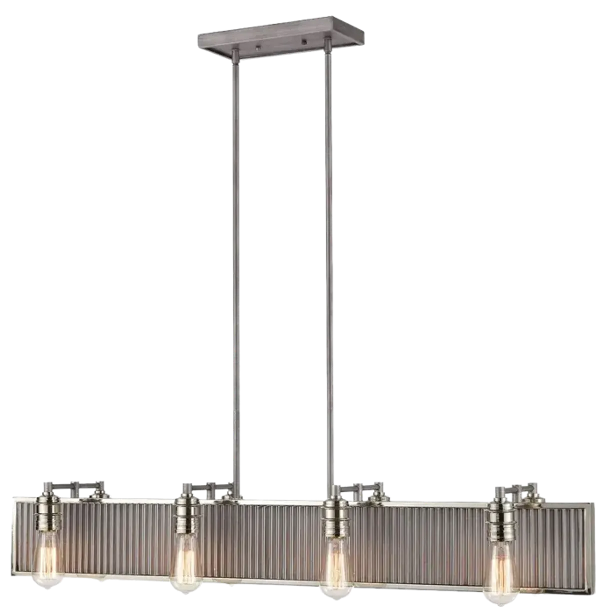 Corrugated Steel 43" Wide 8-Light Chandelier - Weathered Zinc