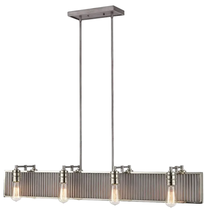 Corrugated Steel 43" Wide 8-Light Chandelier - Weathered Zinc