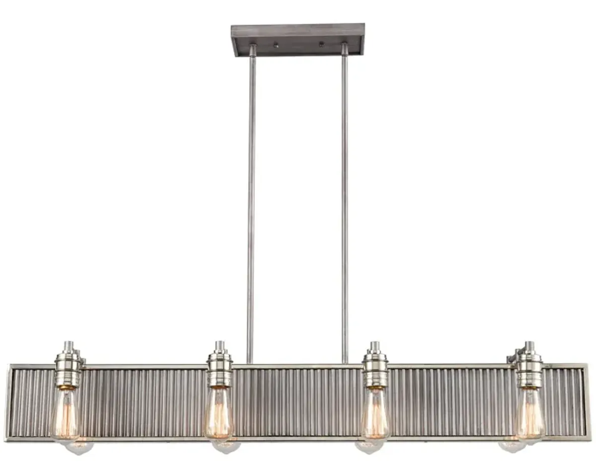 Corrugated Steel 43" Wide 8-Light Chandelier - Weathered Zinc