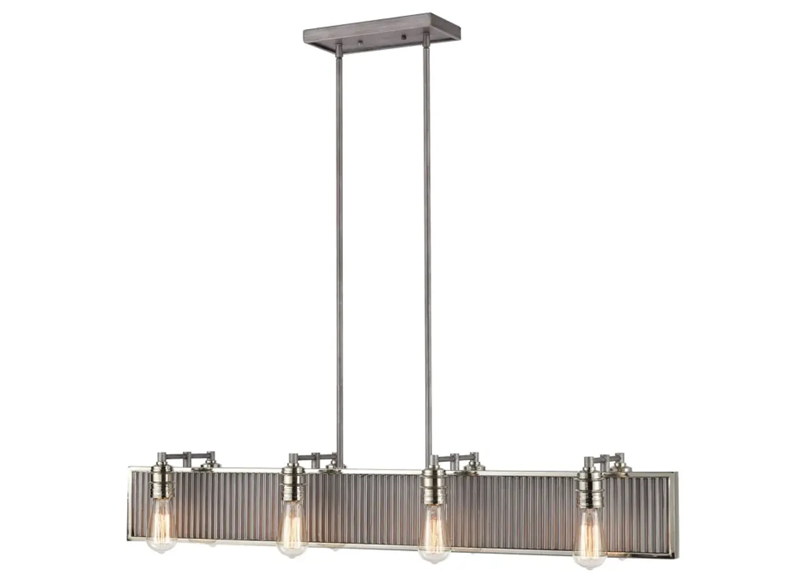 Corrugated Steel 43" Wide 8-Light Chandelier - Weathered Zinc