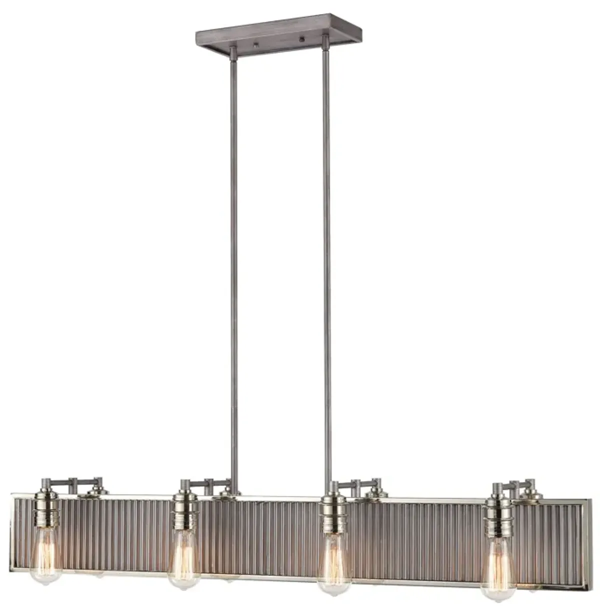 Corrugated Steel 43" Wide 8-Light Chandelier - Weathered Zinc