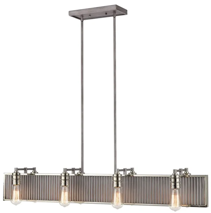 Corrugated Steel 43" Wide 8-Light Chandelier - Weathered Zinc