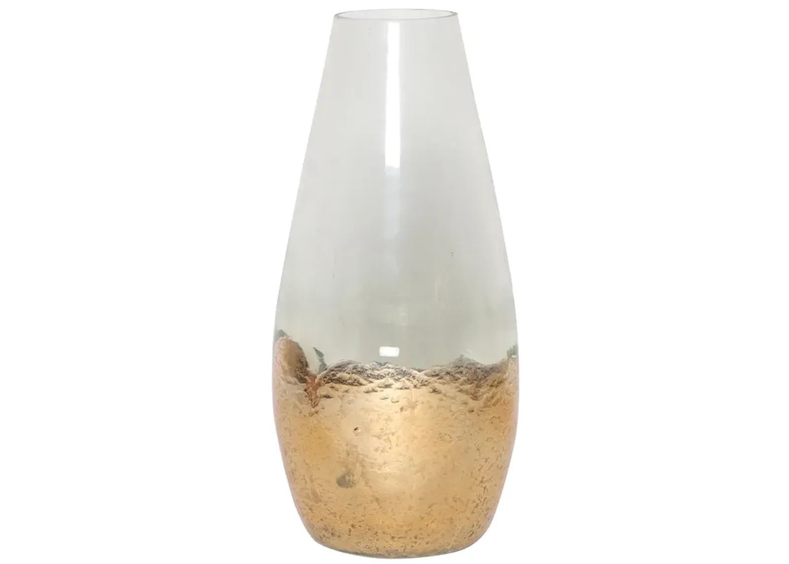 Glass, 19" Gold Dipped Vase, Clear