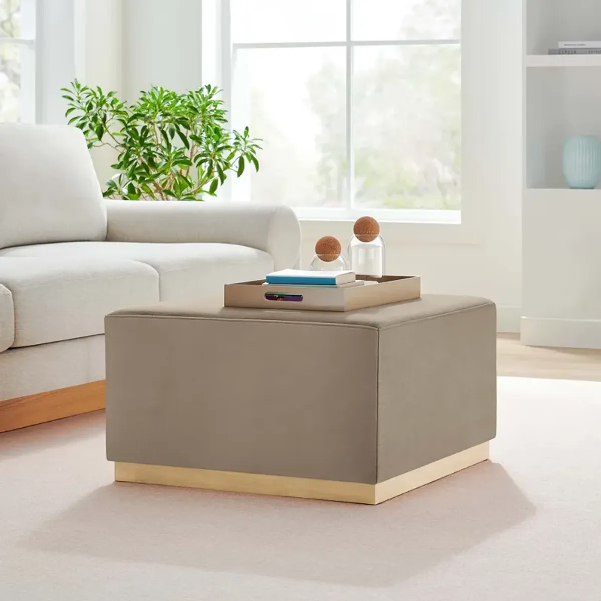 Tilden Large 28" Square Performance Velvet Upholstered Ottoman by Modway