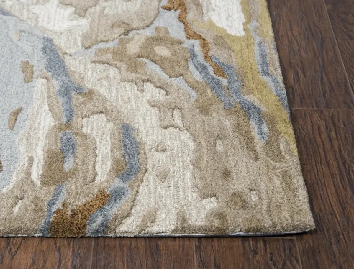 Vogue Beige Abstract Wool 2'6" x 8' Runner Rug