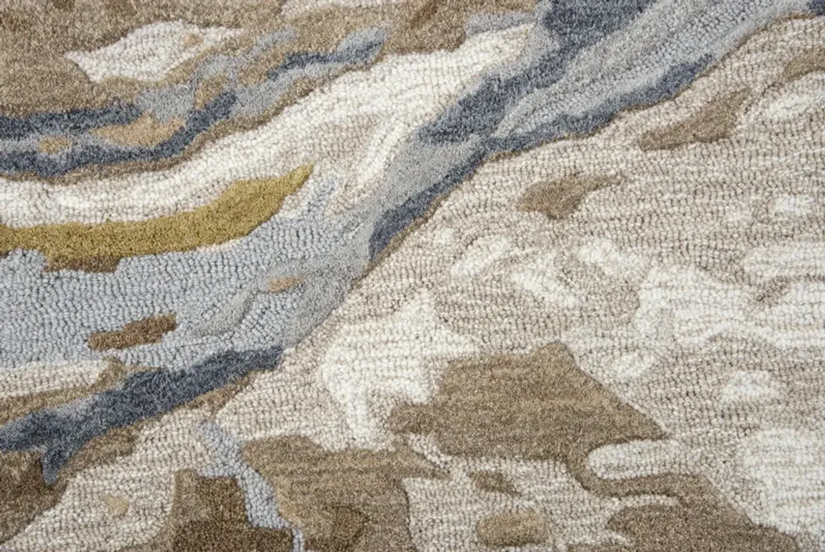 Vogue Beige Abstract Wool 2'6" x 8' Runner Rug