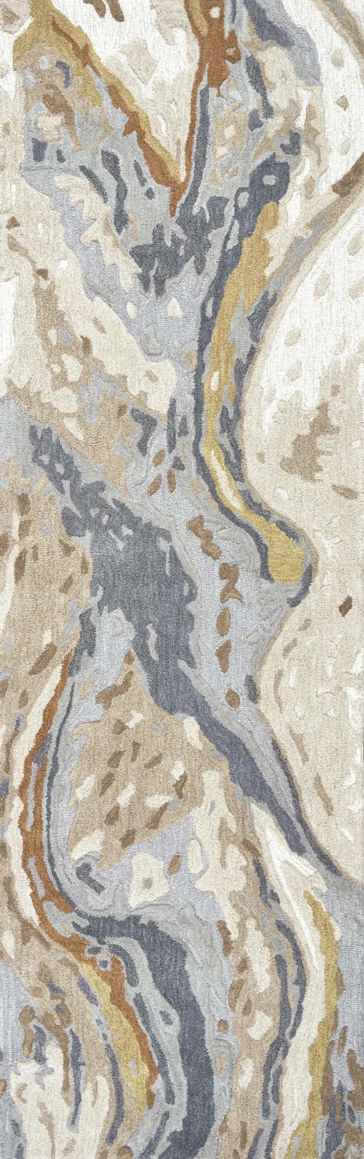 Vogue Beige Abstract Wool 2'6" x 8' Runner Rug