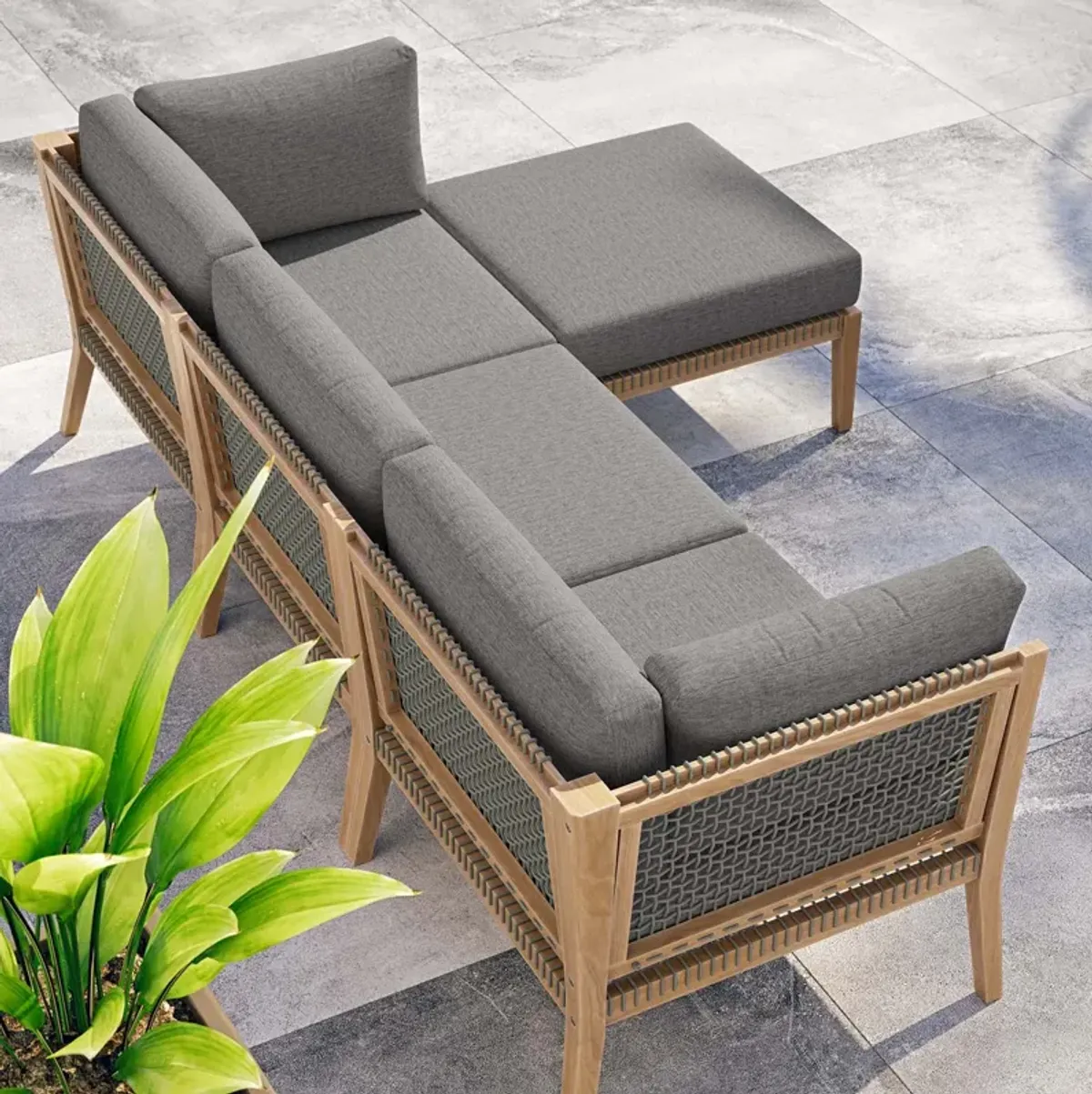 Clearwater Teak 4-Piece Outdoor Sectional