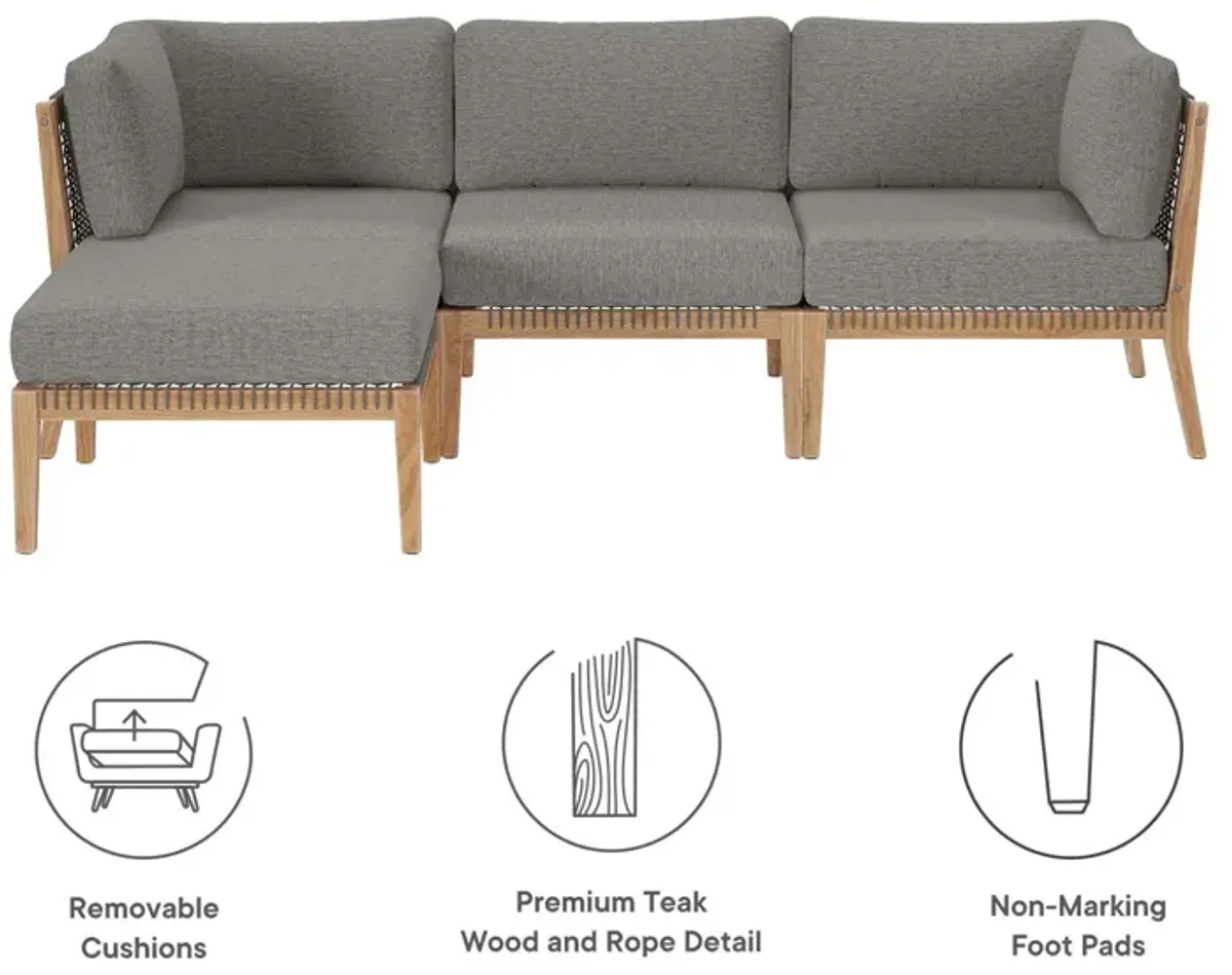 Clearwater Teak 4-Piece Outdoor Sectional