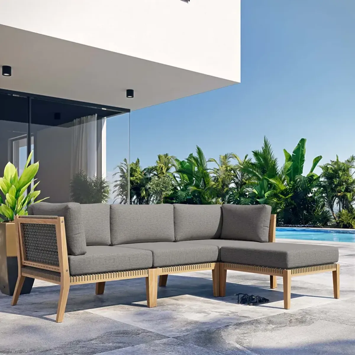 Clearwater Teak 4-Piece Outdoor Sectional