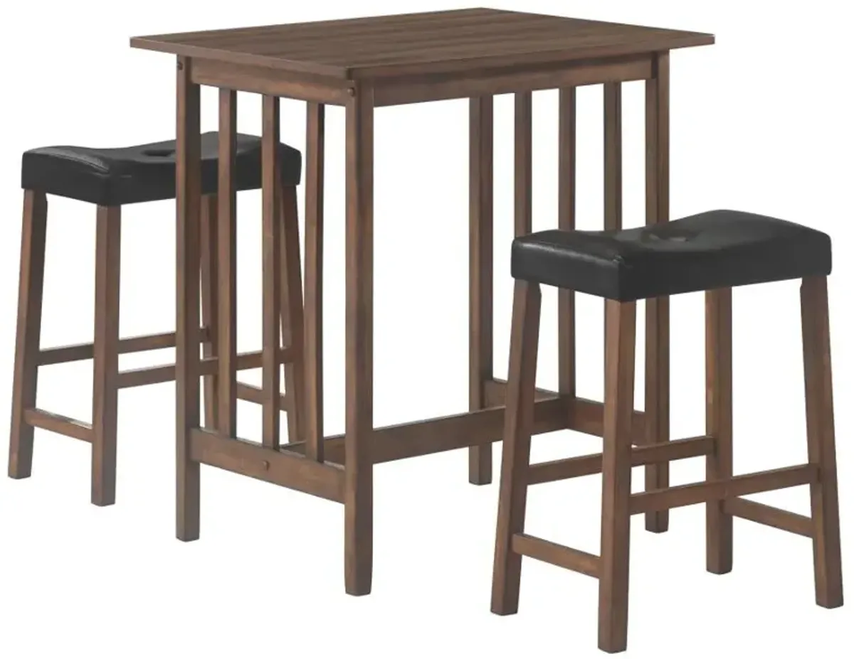 Oleander 3-piece Counter Height Dining Table Set Nut Brown