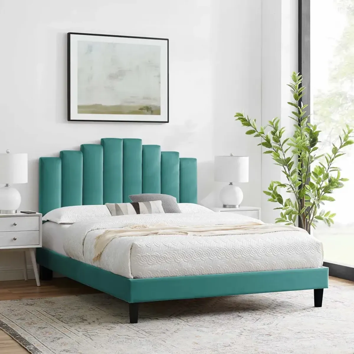 Elise Twin Performance Velvet Platform Bed