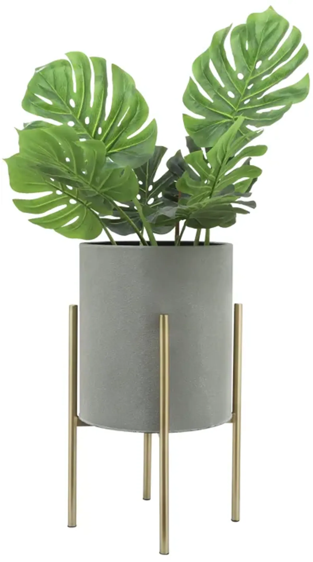 S/2 Planter On Metal Stand, Putty/gld