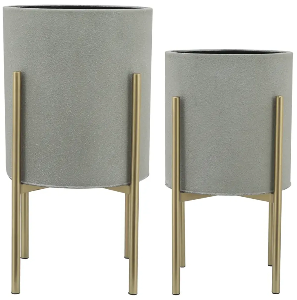 S/2 Planter On Metal Stand, Putty/gld