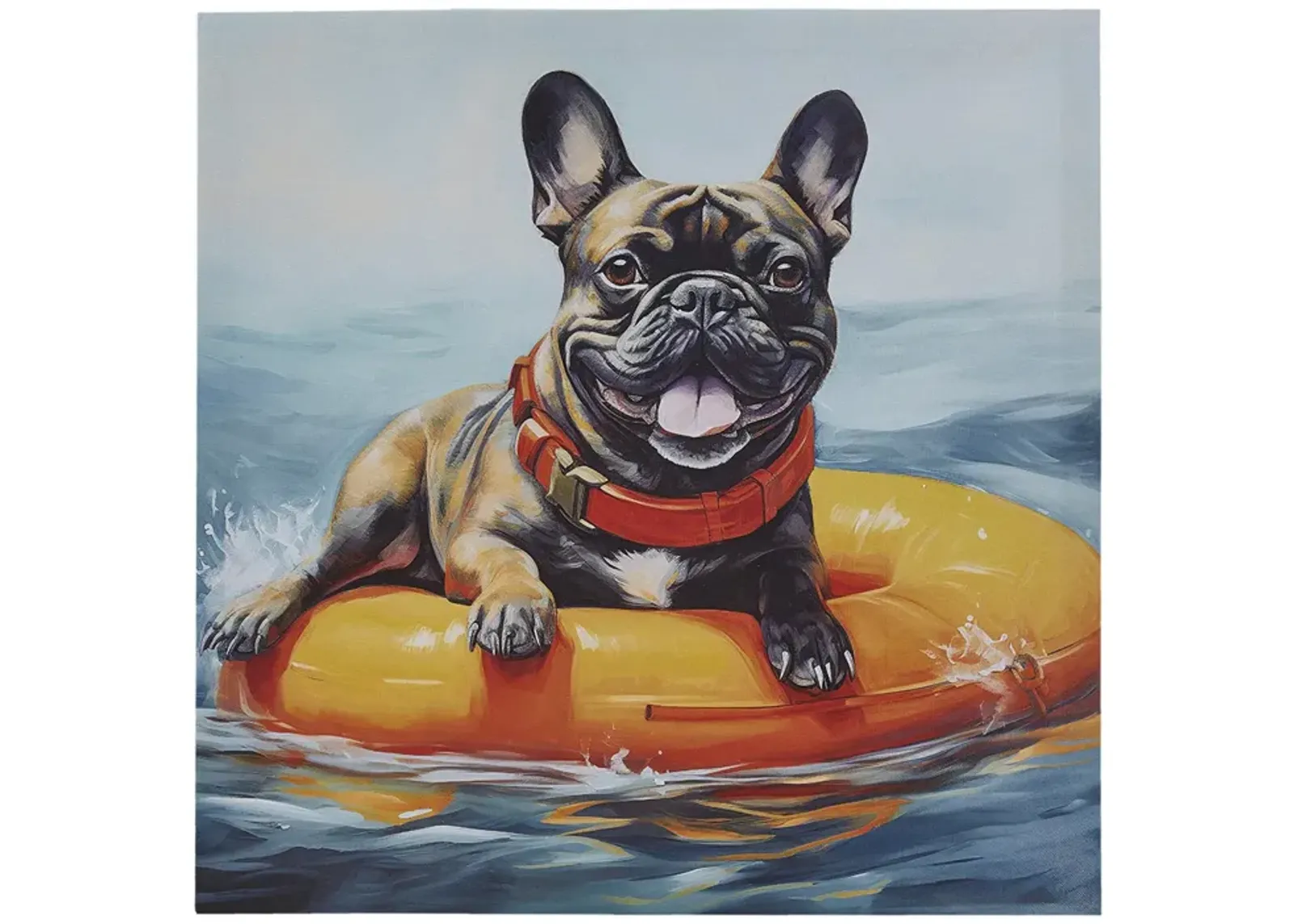 Beach Dogs Frenchie Canvas Wall Art