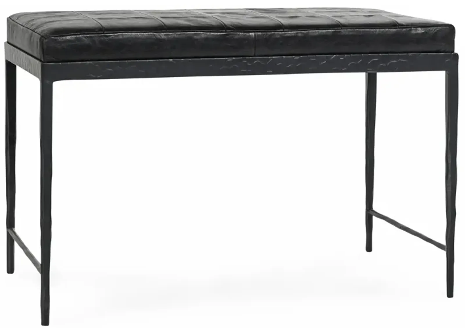 Malo 28" Top Grain Leather Ottoman Bench in Black