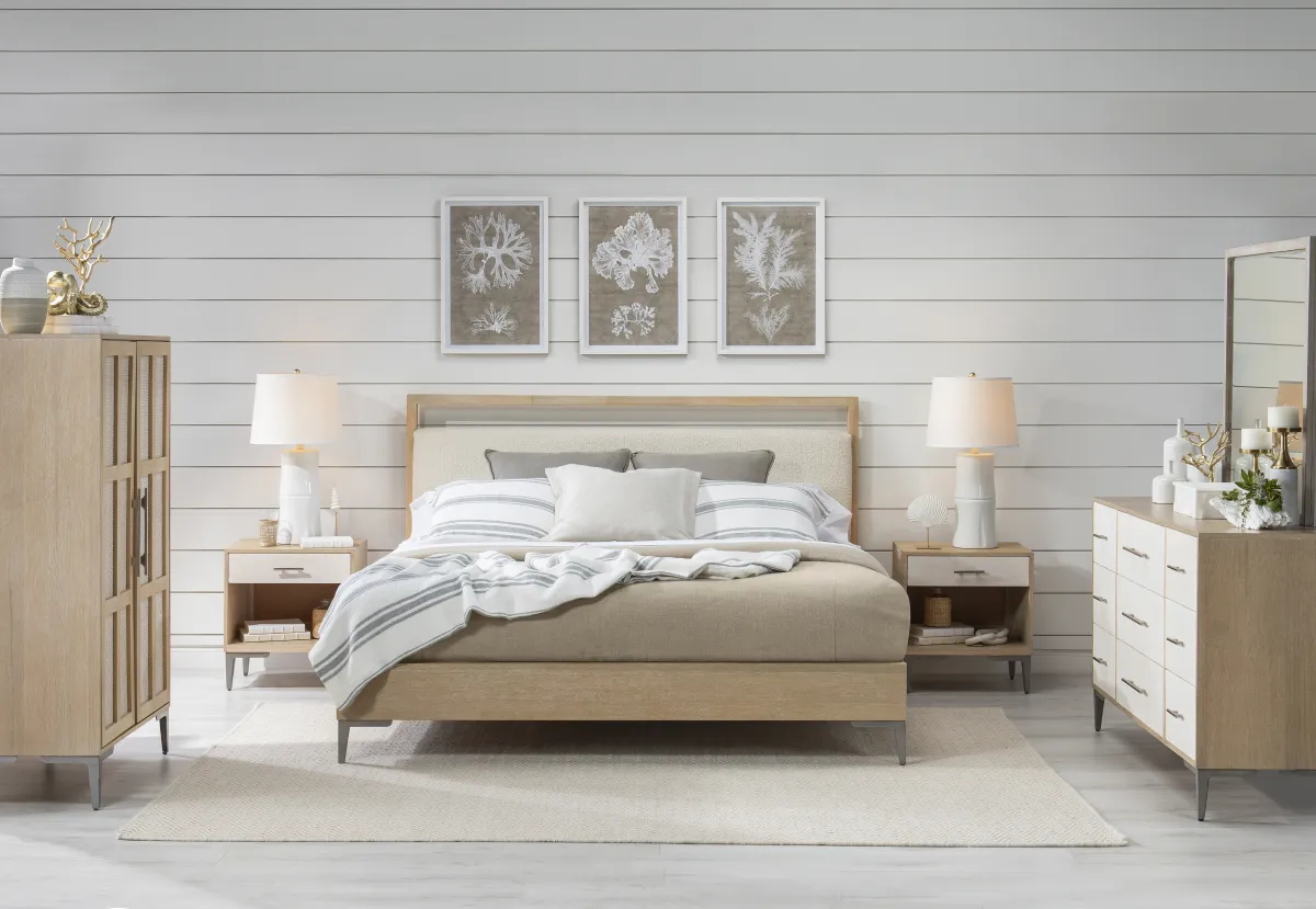 Biscayne Complete Upholstered Queen Bed 