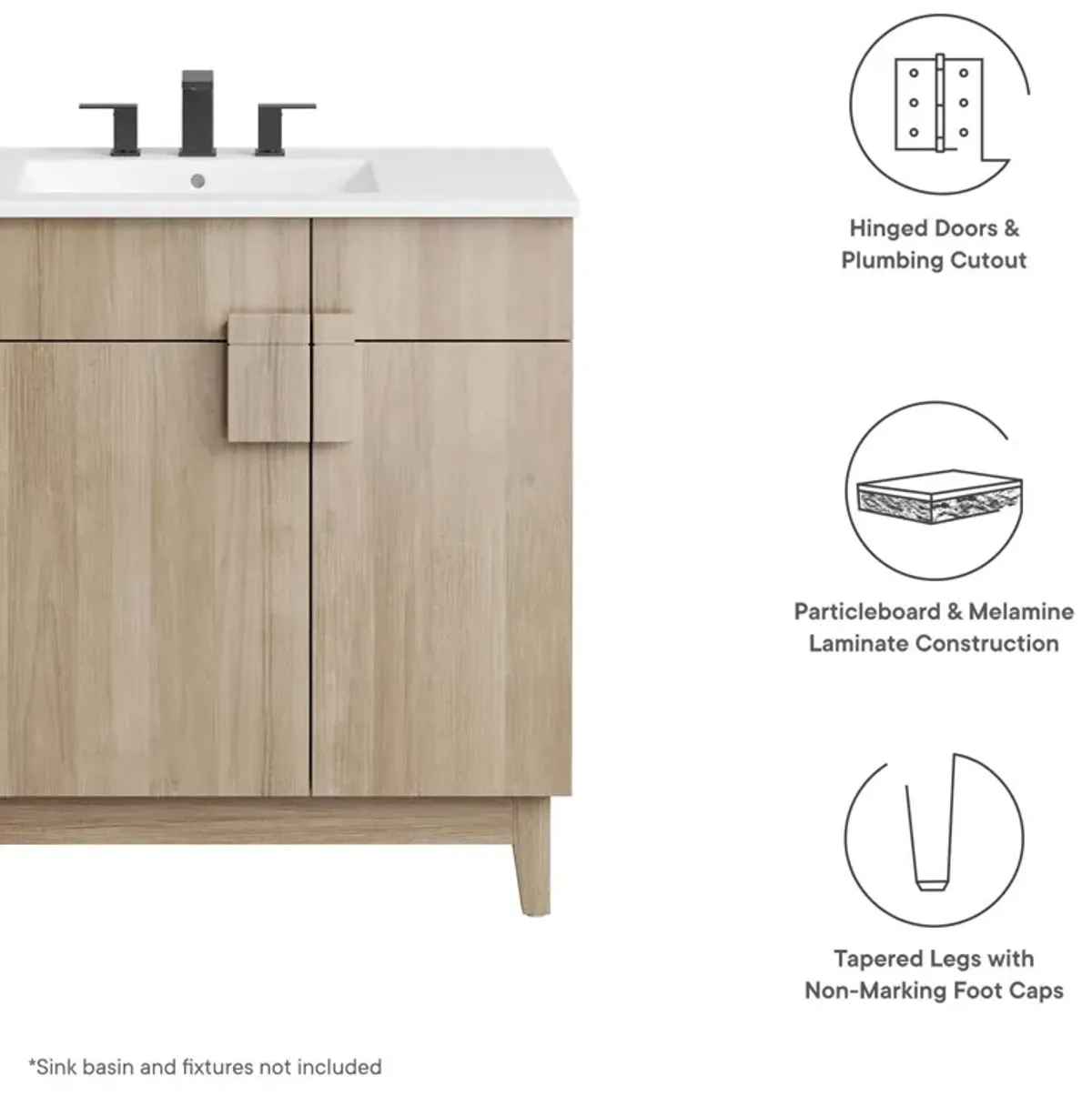 Miles 36" Bathroom Vanity Cabinet (Sink Basin Not Included)