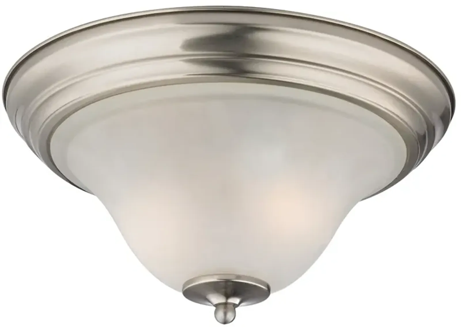 Kingston 2-Light Flush Mount in Brushed Nickel with White Glass - Includes LED Bulbs