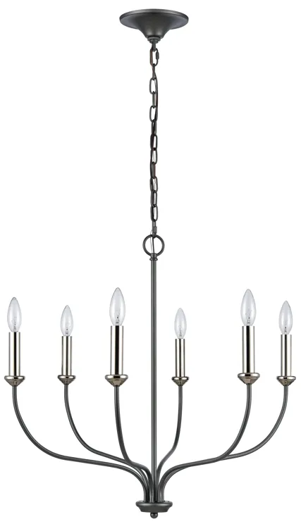 Madeline 25.75" Wide 6-Light Chandelier - Dark Gray