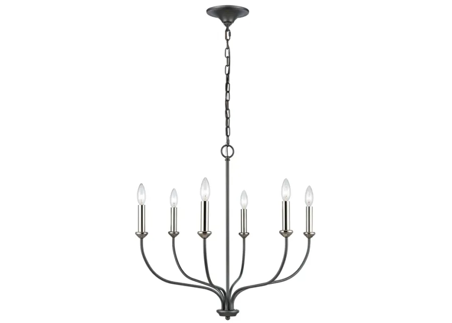 Madeline 25.75" Wide 6-Light Chandelier - Dark Gray