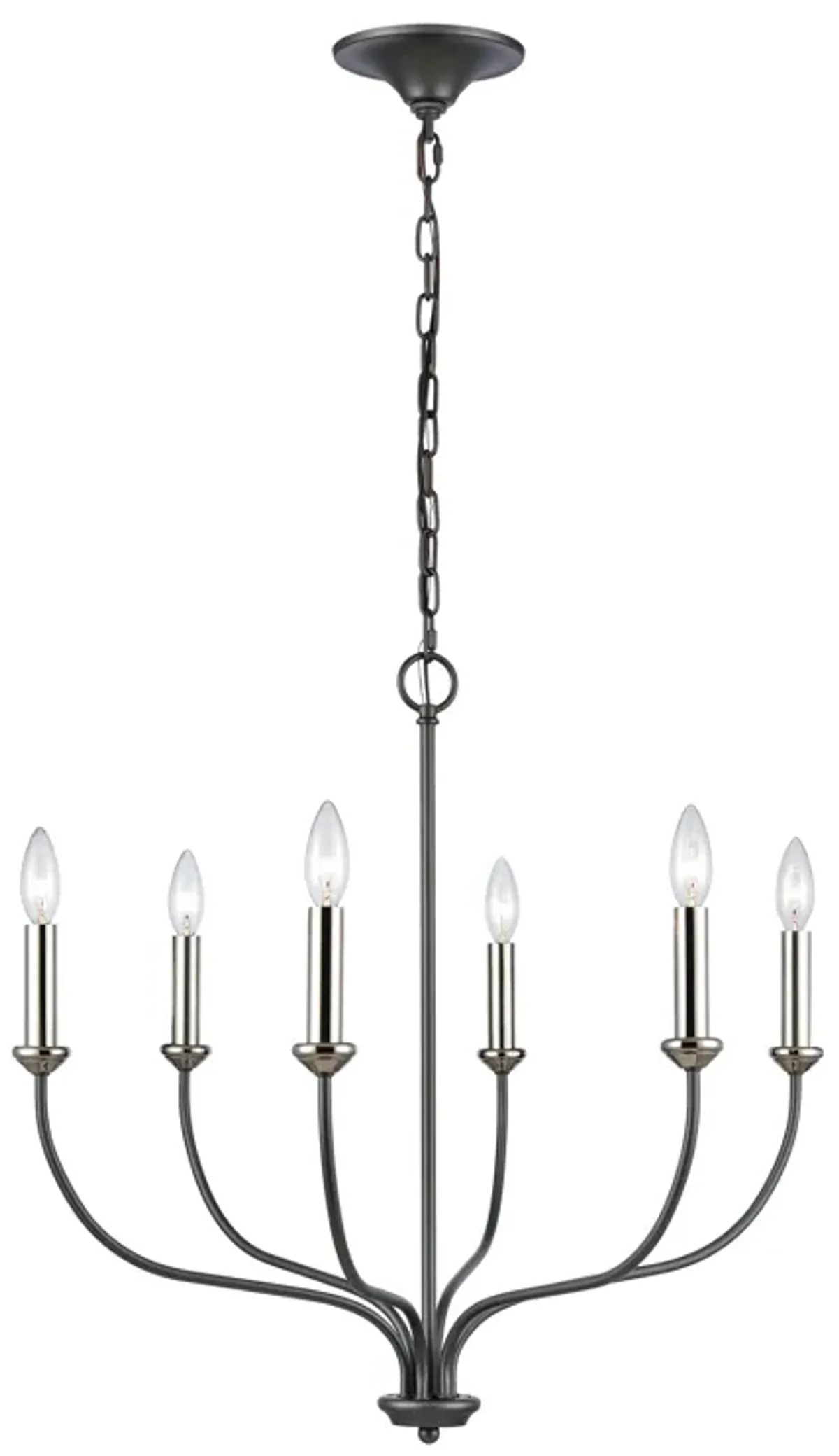 Madeline 25.75" Wide 6-Light Chandelier - Dark Gray