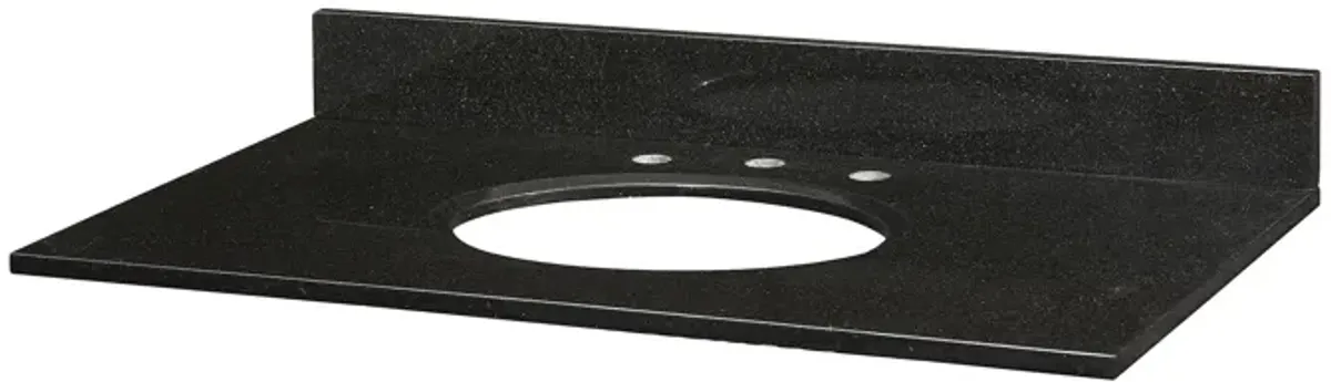 Stone Top - 37-inch for Oval Undermount Sink - Black Granite