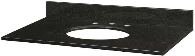 Stone Top - 37-inch for Oval Undermount Sink - Black Granite