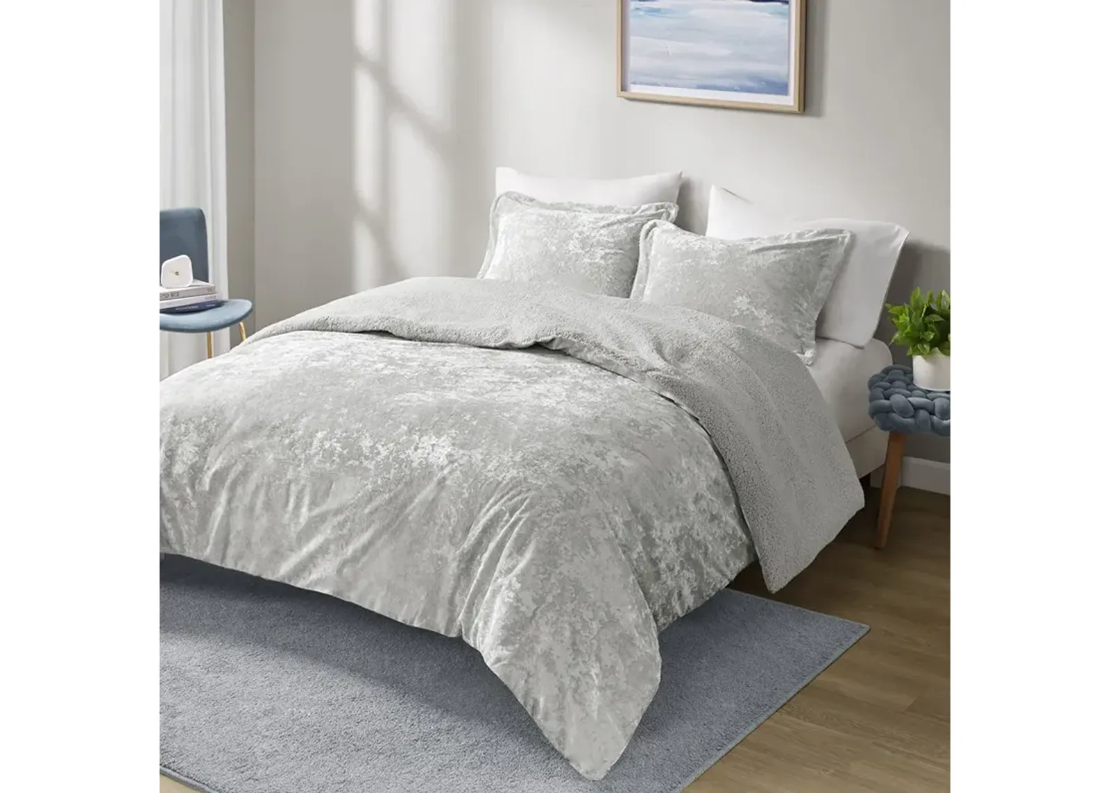 Mira Crushed Velvet Sherpa Reversible Comforter Set