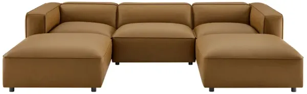 Auren 5-Piece Upholstered Vegan Leather Modular U-Shaped Sofa by Modway
