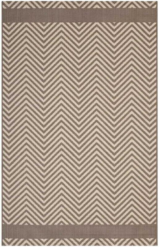 Optica Chevron With End Borders 5x8 Indoor and Outdoor Area Rug