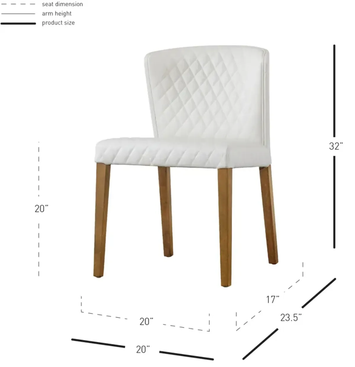 Diamond Stitching Pu Dining Side Chair - Set of 2