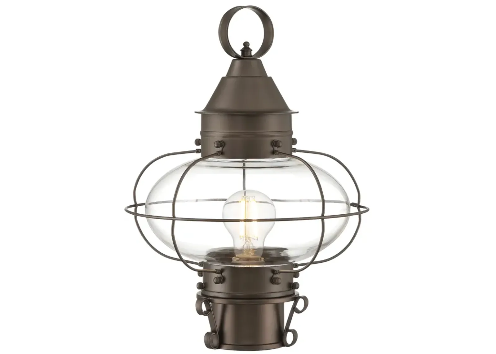 Cottage Onion Outdoor Post Lantern - Bronze with Clear Glass