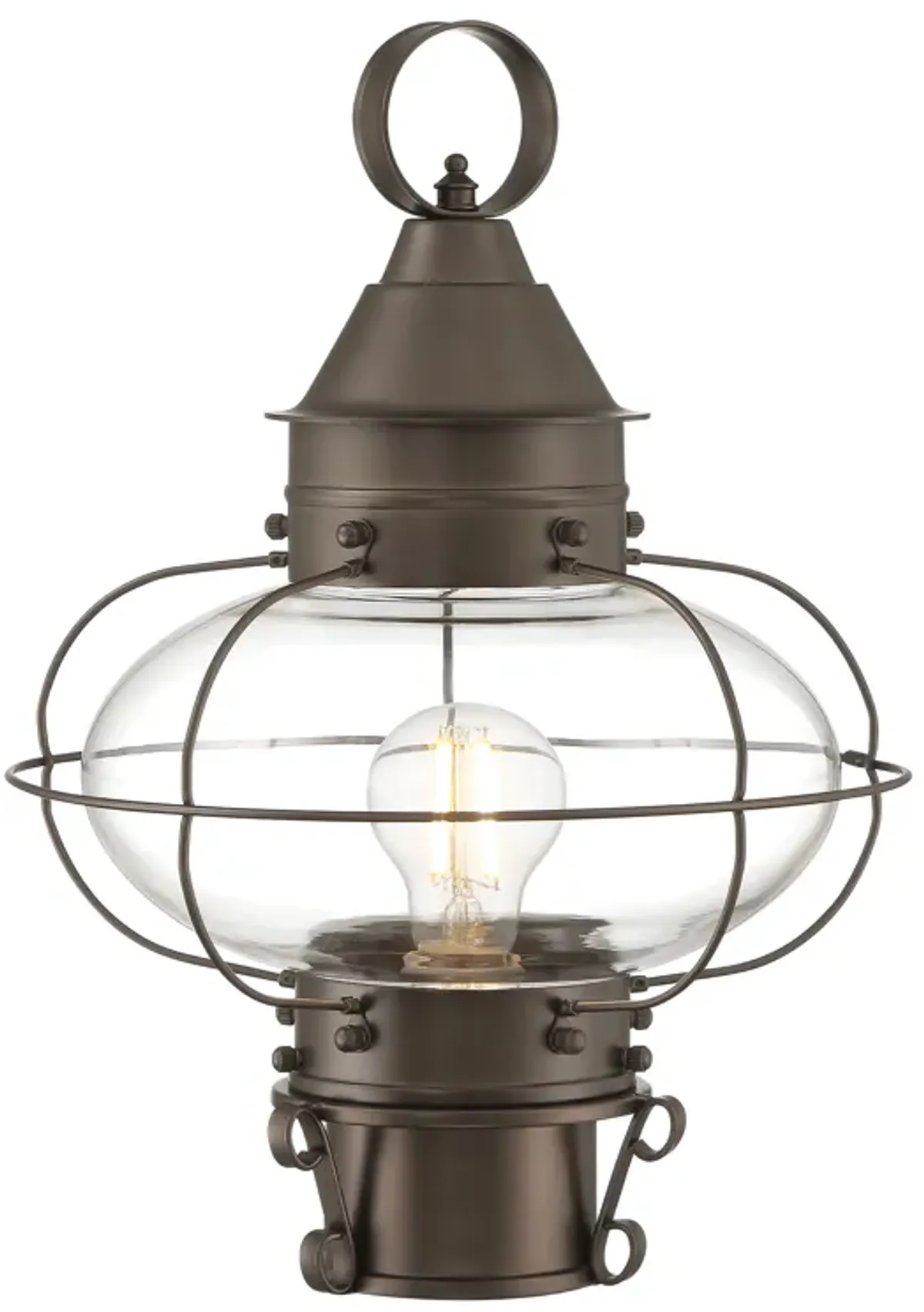 Cottage Onion Outdoor Post Lantern - Bronze with Clear Glass