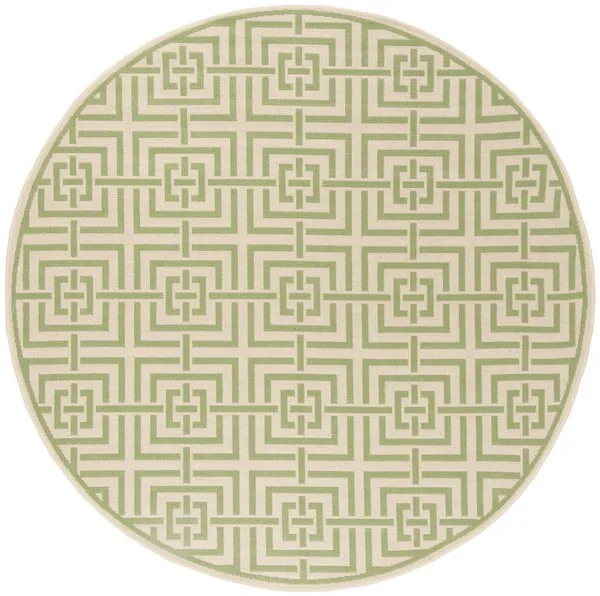 LINDEN 128 Collection LND128V-6R Cream / Olive 6'-7" X 6'-7" Round