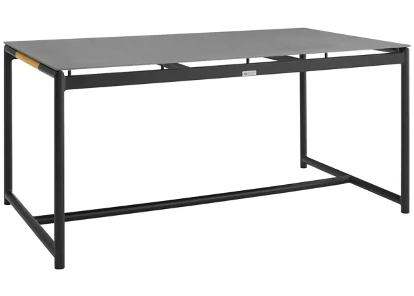 Royal Black Aluminum and Teak Outdoor Dining Table with Stone Top