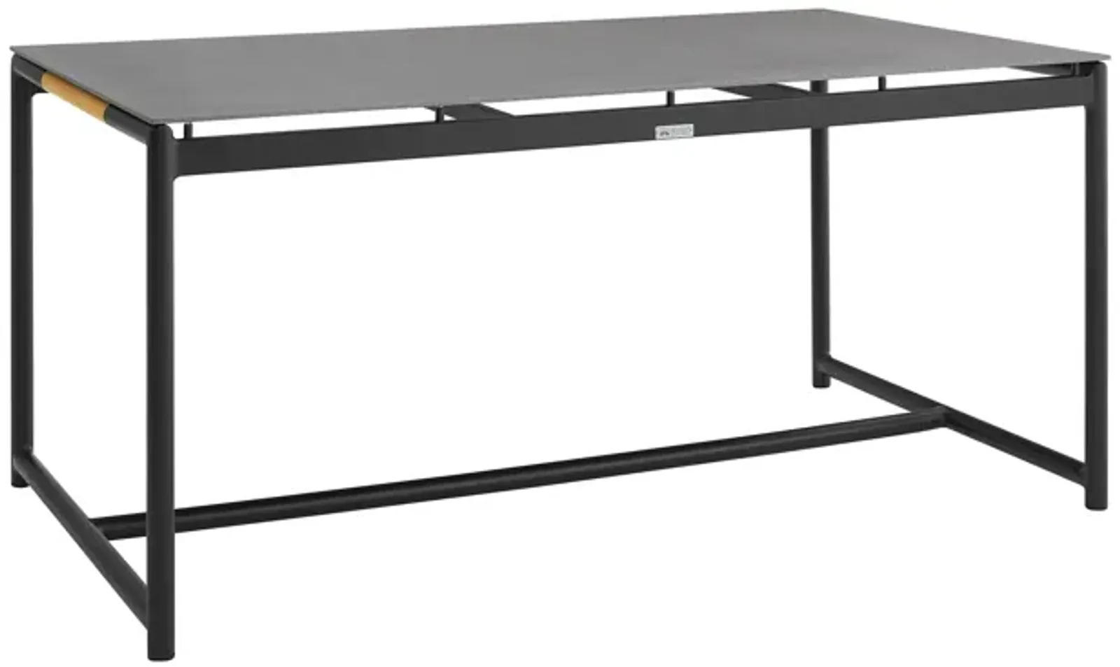 Royal Black Aluminum and Teak Outdoor Dining Table with Stone Top