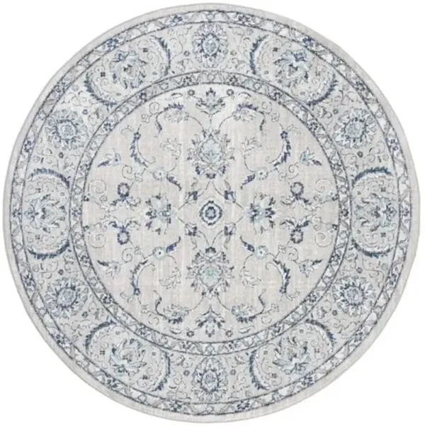 Brentwood 854 Light Grey / Blue 9' X 9' Round Round Powerloomed Rug
