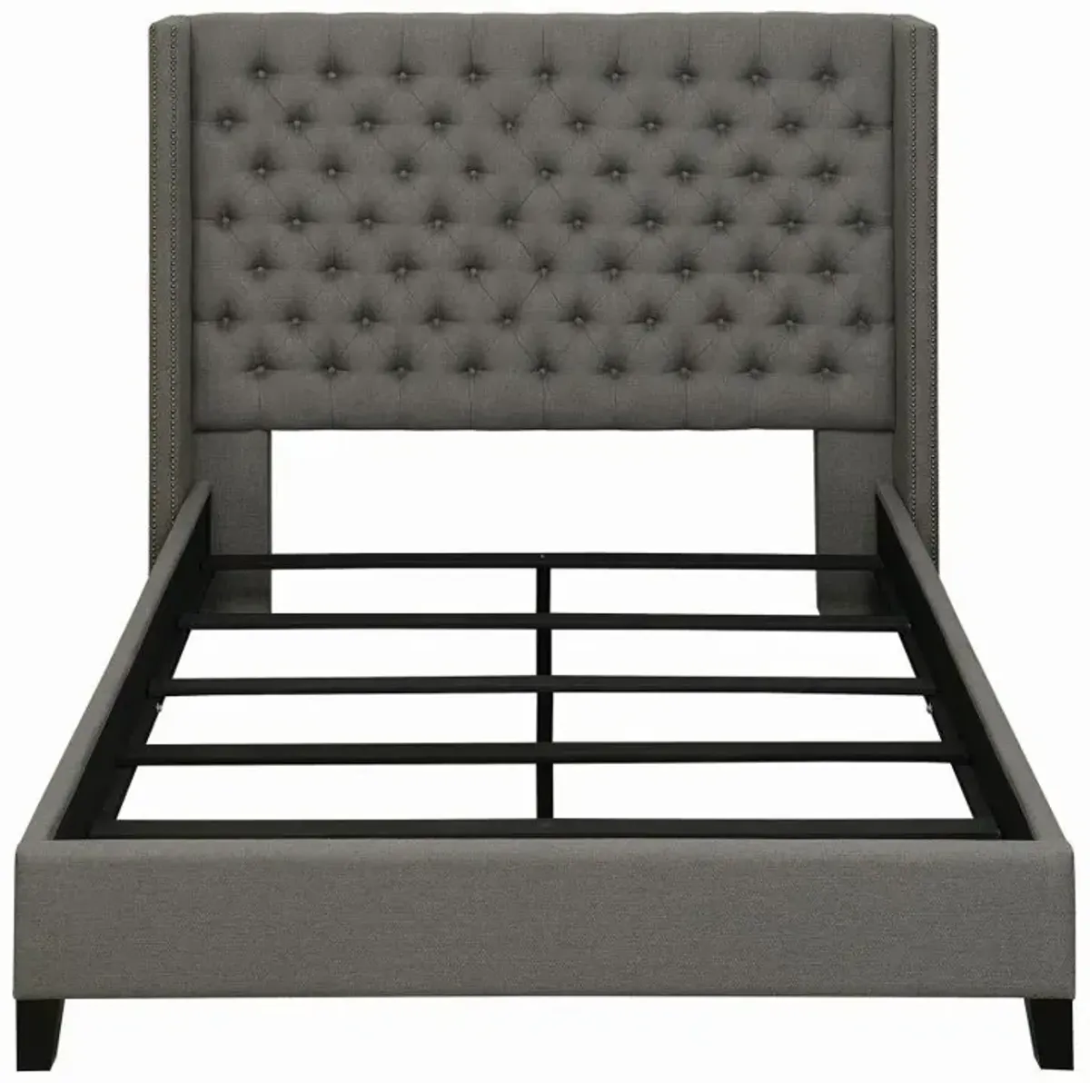 Bancroft Demi-wing Upholstered California King Bed Grey