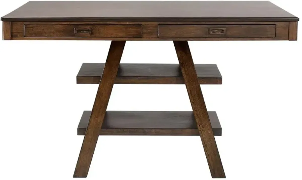 Dewey 2-drawer Counter Height Table with Open Shelves Walnut