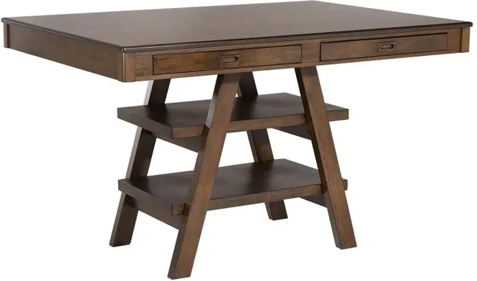 Dewey 2-drawer Counter Height Table with Open Shelves Walnut