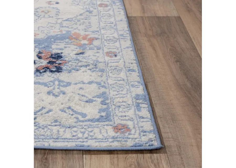 Marquise L. Blue  Polypropylene  2'6"x7'3" Runner Rug