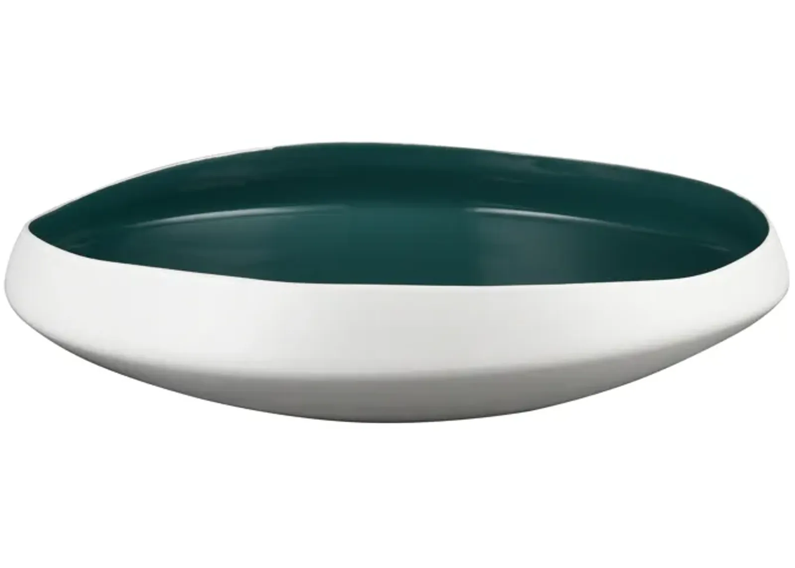 Greer Bowl  -  Low White and Turquoise Glazed - Set of 2