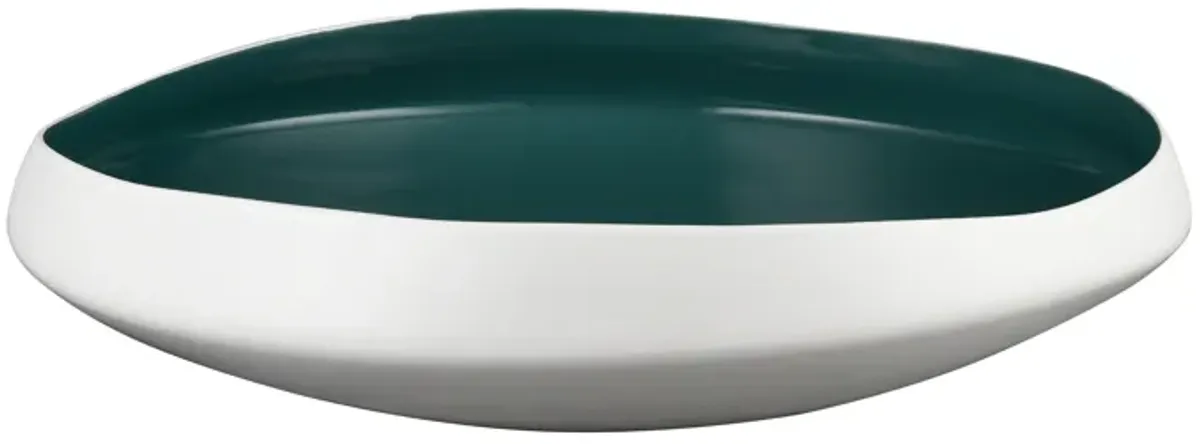 Greer Bowl  -  Low White and Turquoise Glazed - Set of 2