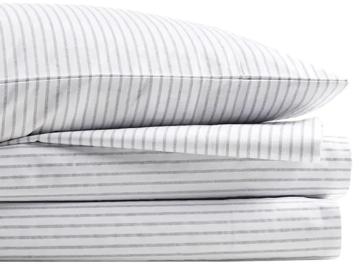 Madison Park Essentials 200 Thread Count Printed Cotton Grey Stripe Sheet Set